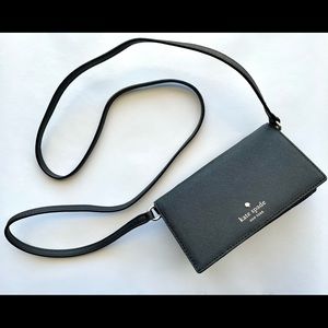 Kate Spade Wallet on a String Black Leather Crossbody Purse